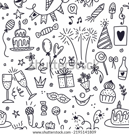 Vector pattern birthday, holiday. Drawing by hand with a line	
