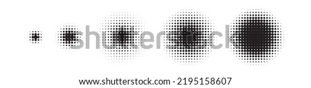 Dot halftone round circle gradient. Half tone texture background, stipple dot pattern, spot fade effect, speckled vector illustration Royalty-Free Stock Photo #2195158607