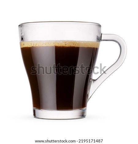 Coffee americano in a transparent glass cup isolated on a white background. Royalty-Free Stock Photo #2195171487