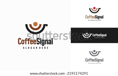 Coffee signal logo designs concept vector, Coffee and Wifi signal logo symbol icon