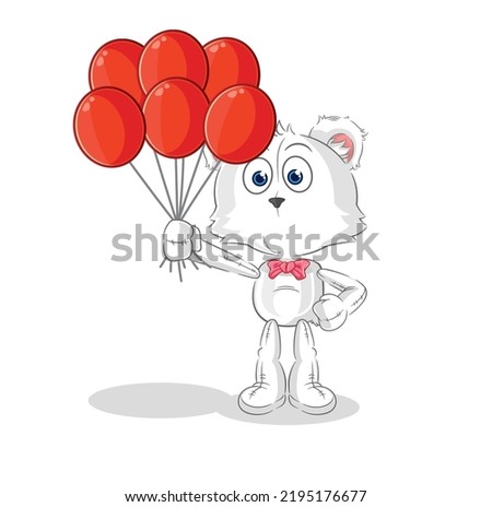 the polar bear clown with balloons vector. cartoon character