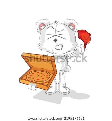 the polar bear pizza delivery boy vector. cartoon character