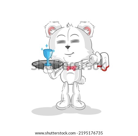 the polar bear waiter cartoon. cartoon mascot vector