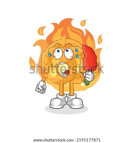 the pretzel eat hot chilie mascot. cartoon vector