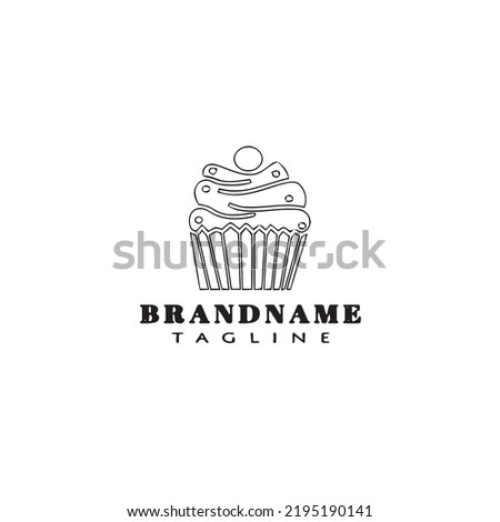 cupcake logo cartoon icon design cute black modern isolated vector illustration