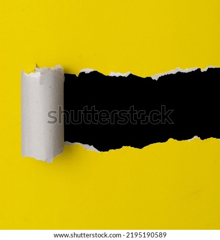 Yellow Ripped paper background, banner template. isolated on black background with Clipping paths for design work empty free space