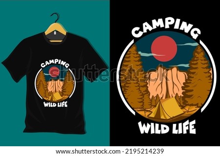 Camping Wild Life Retro Vintage T Shirt Design