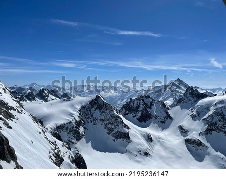 Switzerland, The beautiful snowy peaks of the Alps from Titlis mountain view.