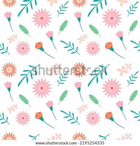 Floral seamless pattern on white background. Print for textile, home decor, wallpaper, gift wrap.