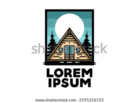 Illustration design of a triangle wood cabin