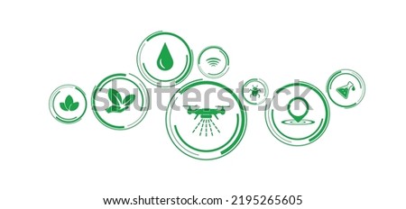 smart farming icons on white background Royalty-Free Stock Photo #2195265605
