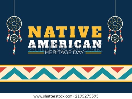 Native American Heritage Day Template Hand Drawn Cartoon Flat Illustration to Recognize the Achievements and Contributions of Tribal Indian Culture Royalty-Free Stock Photo #2195275593