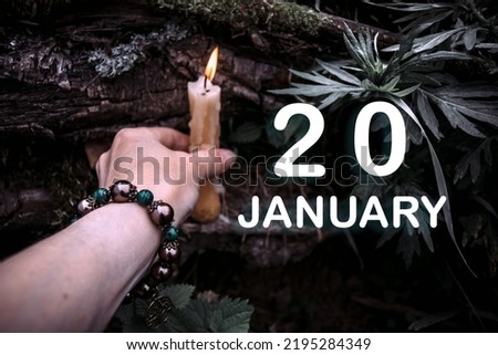 calendar date on the background of an esoteric spiritual ritual. January 20 is the twentieth day of the month.