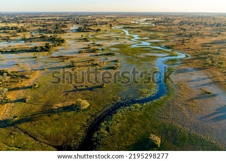 Aerial view of Okavango Delta. Botswana Royalty-Free Stock Photo #2195298277