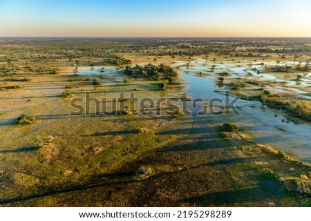 Aerial view of Okavango Delta. Botswana Royalty-Free Stock Photo #2195298289