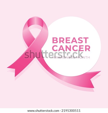 Breast cancer awareness month background design with realistic pink silk ribbon