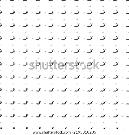 Square seamless background pattern from geometric shapes are different sizes and opacity. The pattern is evenly filled with big black caterpillar symbols. Vector illustration on white background