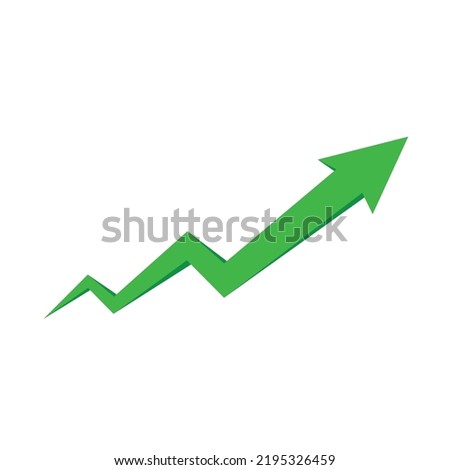 Business Investment Profit With Growth Arrow Chart Clip Art Vector Green Colored Isolated On White Background. 
Template Flat Icon Style For Web, Apps, Or Business EPS10 Editable.