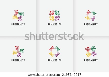 Set of people and community logo collection