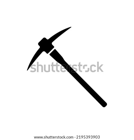 Pickaxe Icon Vector Black or Pick Axe Icon Silhouette On White Background. The best choice for pickaxe icons on website design, apps and other design applications. Royalty-Free Stock Photo #2195393903