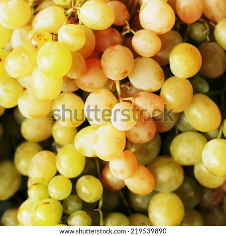 Background of white grapes. Photo toned style Instagram filters