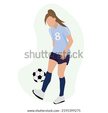 Female soccer player on white background