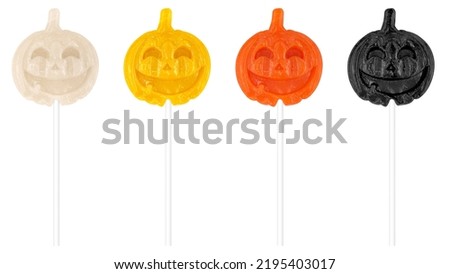 Halloween themed pumpkin candy isolated on white background. pumpkin candy multicolored.