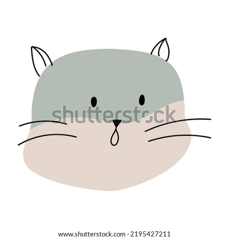 Faces of funny cats. Simple kittens from spots and lines. Cute animal print. Vector illustration isolated on white background.