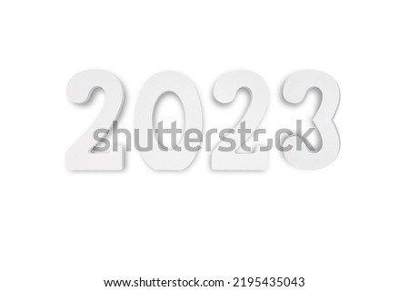 Number 2023 on white background. New Year and Christmas concept