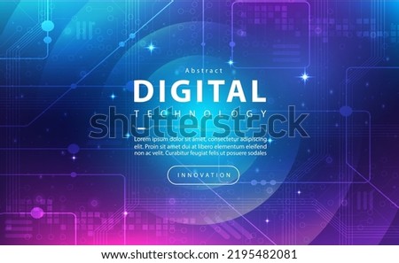 Digital technology banner blue pink background concept, cyber security technology, abstract purple tech, innovation future data, internet network, Ai big data, line dot connection, illustration vector Royalty-Free Stock Photo #2195482081