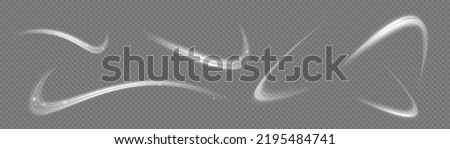 White glowing shiny lines effect vector background. Luminous white lines of speed. Light glowing effect. Light trail wave, fire path trace line and incandescence curve twirl. Royalty-Free Stock Photo #2195484741