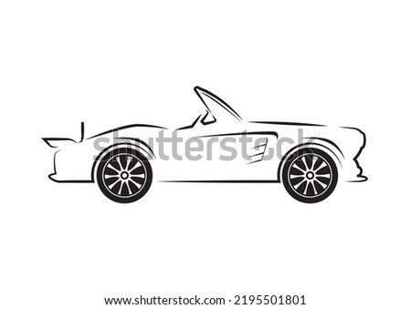 Black and white classic old car in a flat style isolated on white background sketch.Vector illustration