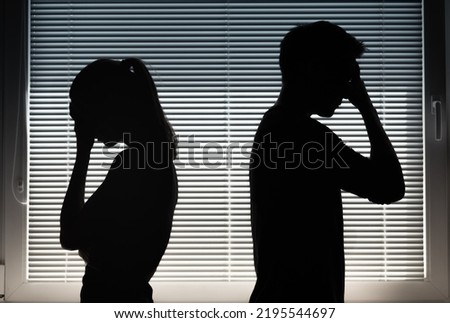 Family couple, man, woman ignoring each other after fight quarrel, marriage relationship people misunderstanding problem
