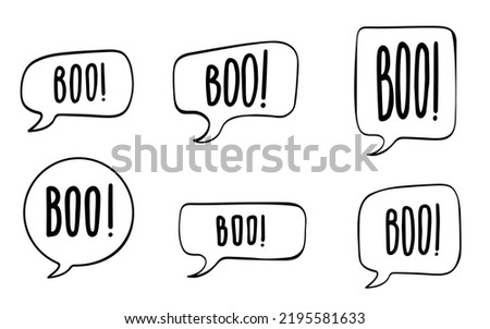 Collection of speech bubbles with text Boo! Vector illustration isolated on white background Royalty-Free Stock Photo #2195581633