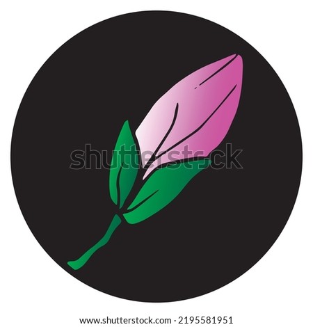 Magnolia flowers in a black circle. Hand drawn vector illustration for cards, invitations, print and posters.