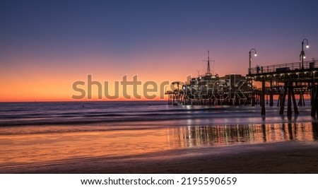 Santa Monica Pier captured just after sunset