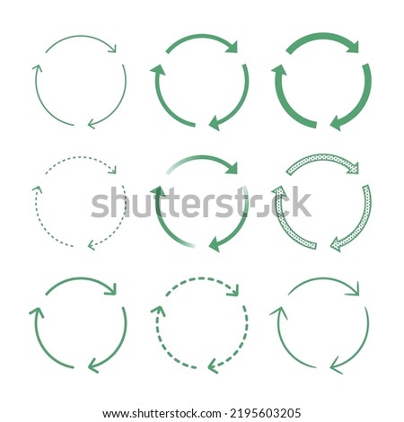 Set of 3 step arrows in the form of rotation, process, circulation, repetition, steps, sync and cycle Royalty-Free Stock Photo #2195603205