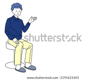 Clip art of a young man in civilian clothes sitting on a chair