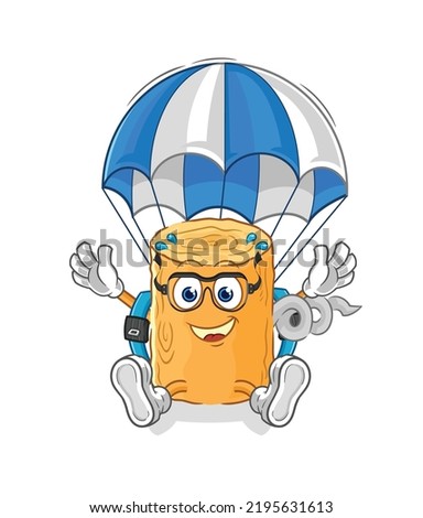 the wooden corkscrew skydiving character. cartoon mascot vector