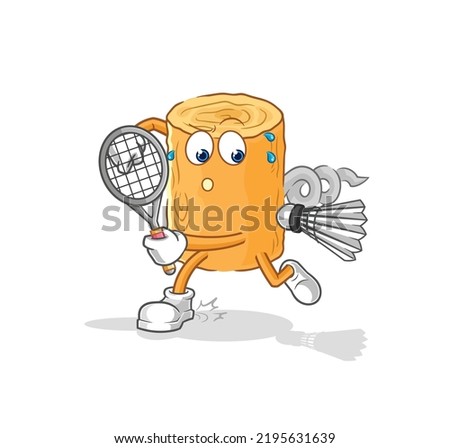 the wooden corkscrew playing badminton illustration. character vector