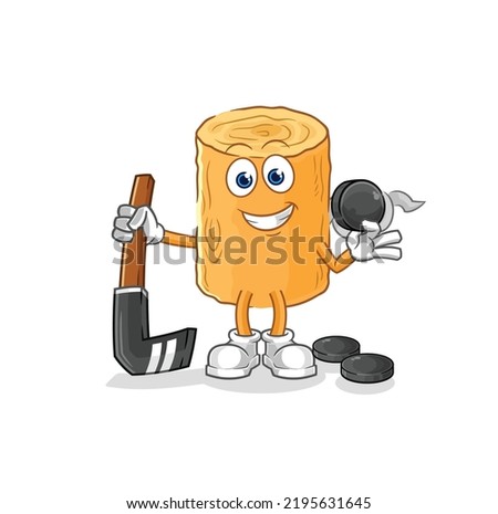 the wooden corkscrew playing hockey vector. cartoon character