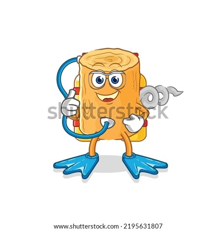 the wooden corkscrew diver cartoon. cartoon mascot vector