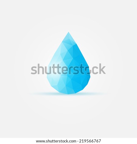 Blue triangle geometrical water drop - vector polygonal water symbol