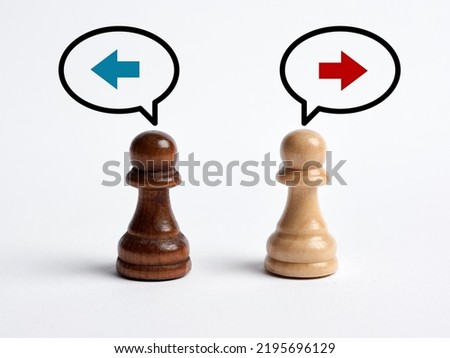 Dispute or discussion between two people about different ways. Family conflict, disagreement and divorce. Choosing separate ways. Royalty-Free Stock Photo #2195696129