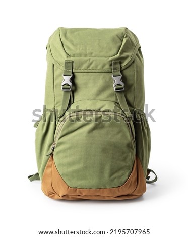 green backpack, isolated over white. Royalty-Free Stock Photo #2195707965