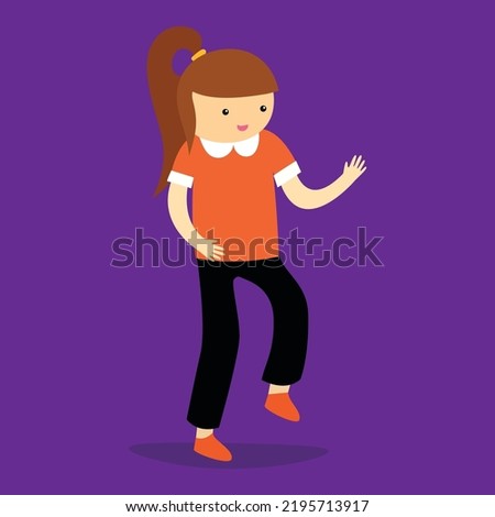 Girl doing exercises, illustration, vector