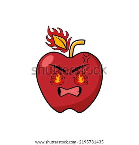Vector collection of cute Apple. Funny fruit characters isolated on white background, Cute and funny fruit set vector illustration. angry emoji, emoticons. vector