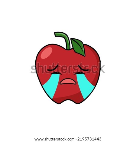 Vector collection of cute Apple. Funny fruit characters isolated on white background, Cute and funny fruit set vector illustration. cry emoji, emoticons. vector