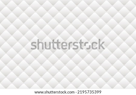 White leather upholstery vector background. Quilted seamless padded pattern wallpaper.