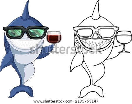 Doodle animal character for shark illustration